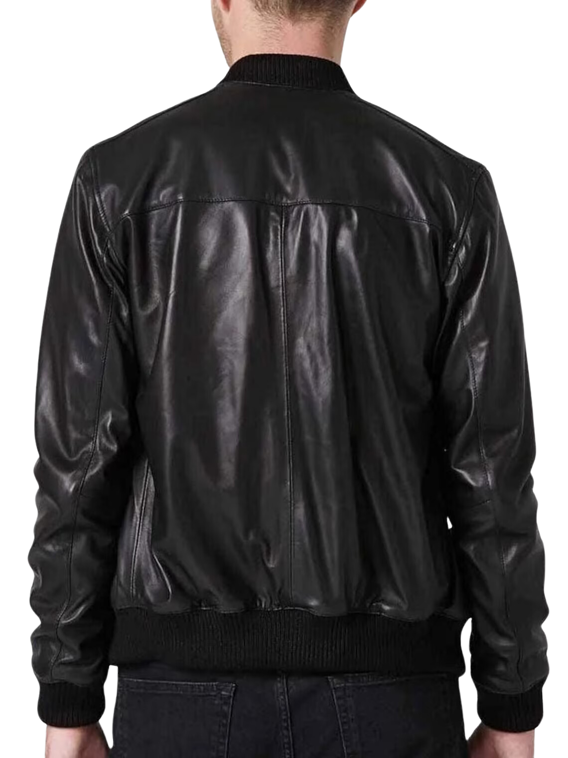 Icon Black Leather Bomber Jacket
