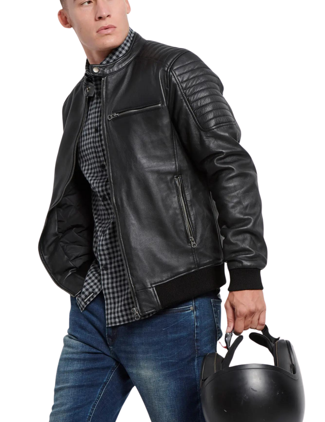 Legend Black Leather Bomber Jacket
