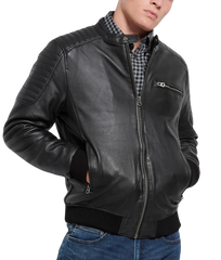 Legend Black Leather Bomber Jacket