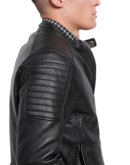 Legend Black Leather Bomber Jacket