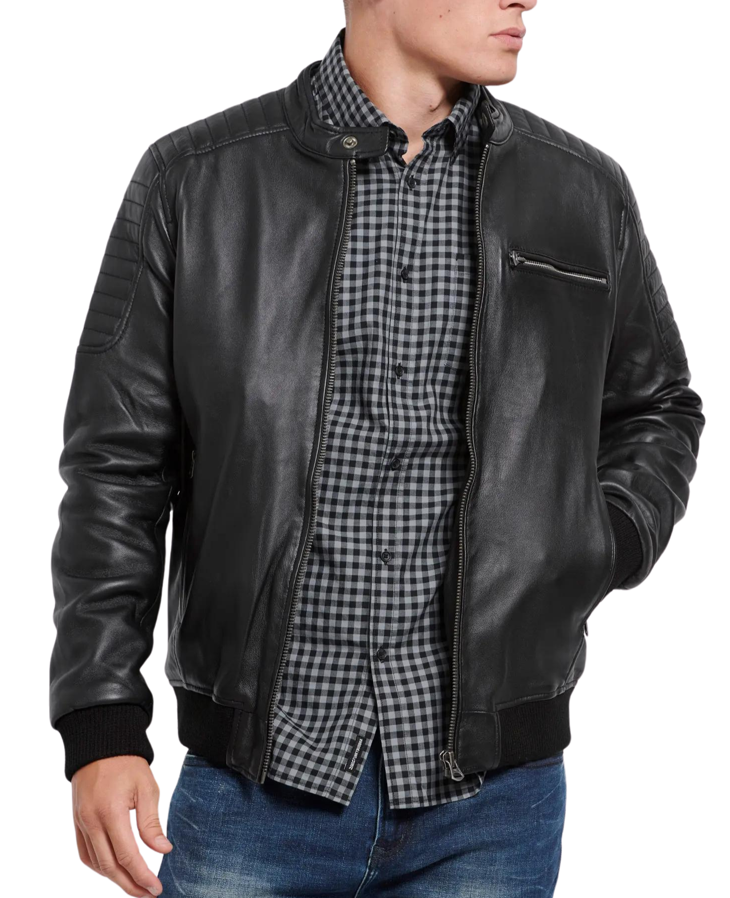 Legend Black Leather Bomber Jacket