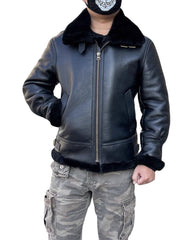 Arctic Black Bomber Leather Jacket