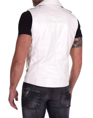 Halcon White Leather Vest