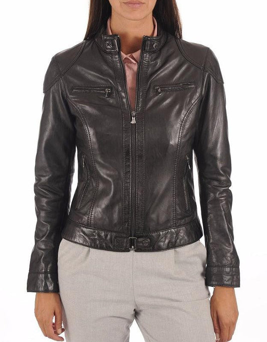 Sonnet Black Leather Biker Jacket