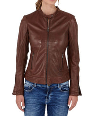 Stellar Brown Leather Biker Jacket