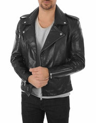 Titan Black Leather Biker Jacket