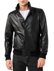 Urbanite Black Leather Bomber Jacket