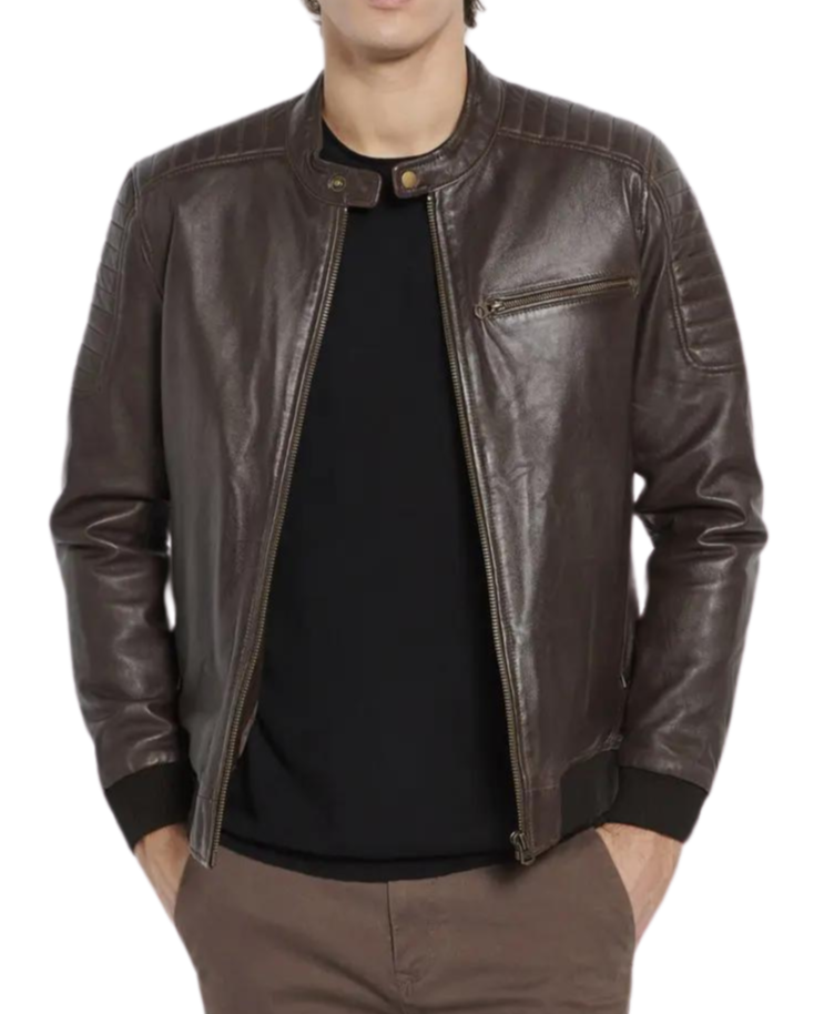 Voyager Brown Leather Bomber Jacket