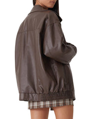 Isla Brown Baggy Leather Jacket