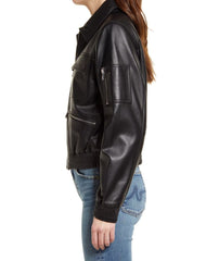 Uma Black Oversized Leather Jacket