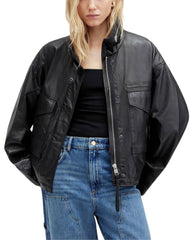Yara Black Slouchy Leather Jacket