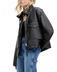 Yara Black Slouchy Leather Jacket