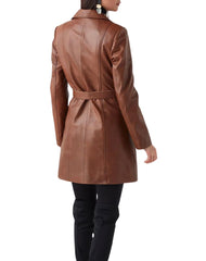 Celeste Brown Leather Trench Coat