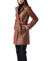 Celeste Brown Leather Trench Coat
