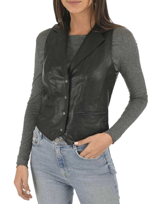 Tierra Black Leather Vest