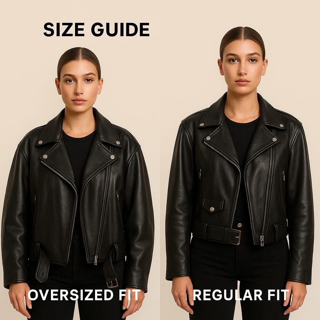 Size Guide Oversized vs Regular Fit Leather Jackets for Women