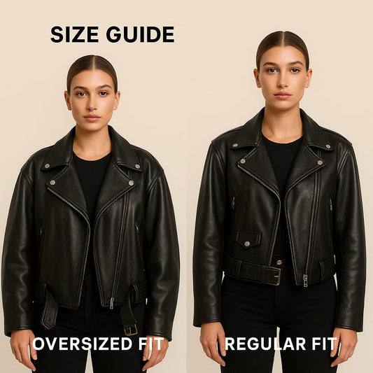 Size Guide Oversized vs Regular Fit Leather Jackets for Women
