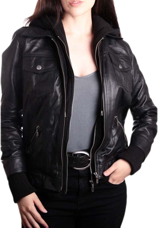 Buy Women s leather bomber jackets with hood Amrika Leather