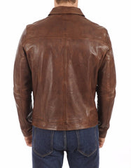 Horizon Brown Waxed Leather Biker Jacket