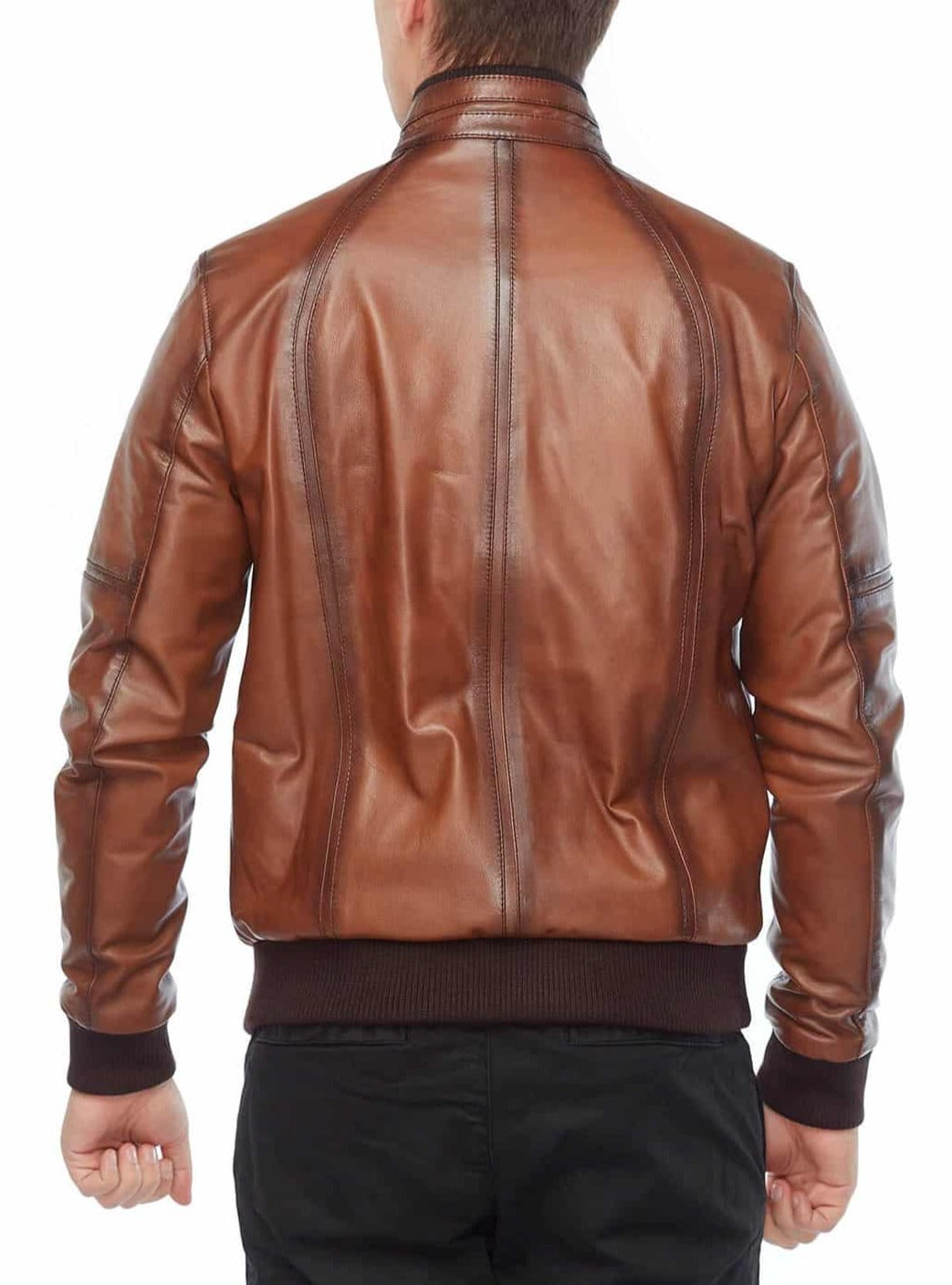 Legacy Brown Waxed Leather Bomber Jacket