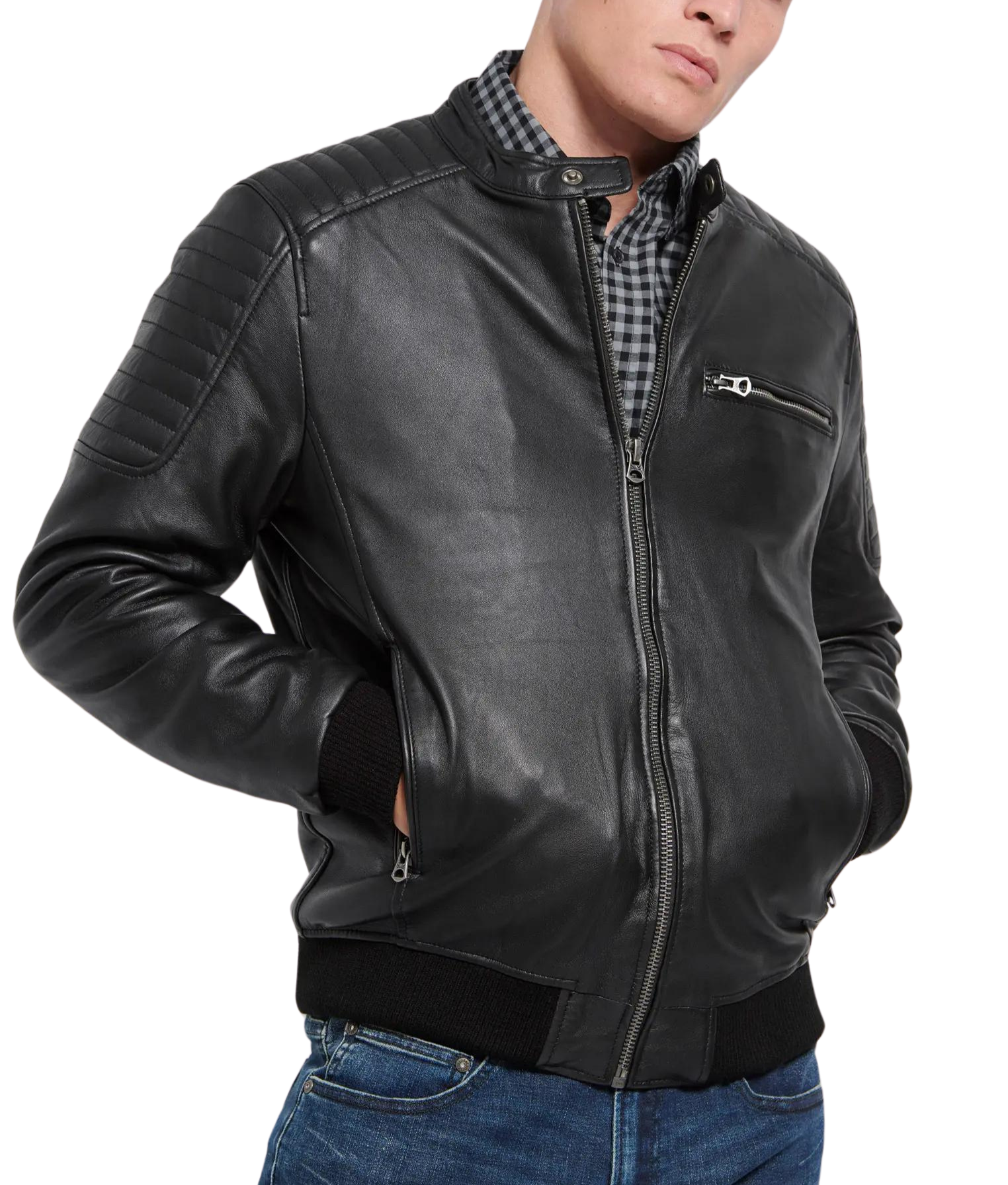 Legend Black Leather Bomber Jacket