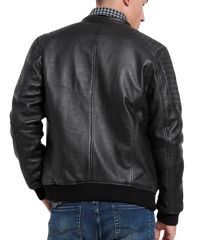 Legend Black Leather Bomber Jacket