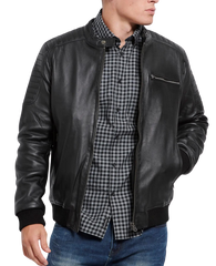Legend Black Leather Bomber Jacket