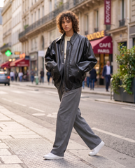 Tessa Black loose-fit Leather Jacket Lifestyle Image