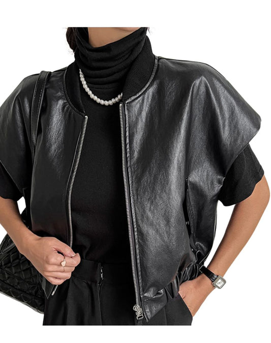 Dulce Black Leather Vest
