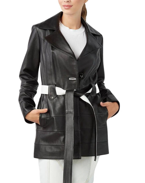 Women's Reve Black Leather Coat – Amrika Leather