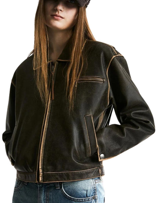 Valor Vintage Brown Biker Leather Jacket