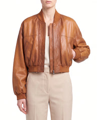 The Marlowe women's tan lambskin leather jacket